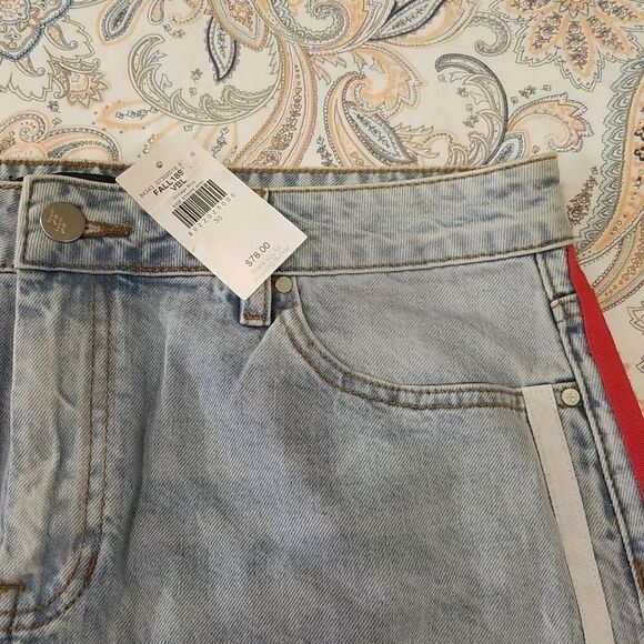 New Kendall and Kylie Denim Striped Midi Skirt Size 30 - Picture 2 of 9